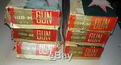 Lot of 6 Vintage SubMachine Gun Battery Not working Tin Toy Box ME 659 China 60s