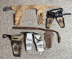 Lot of Vintage 60s-70s Cap Guns Pony Boy, Top Gun Jr, Gabriel + Holsters/Belts