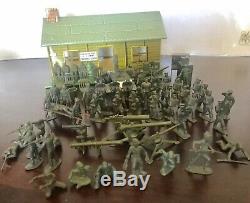 MARX U. S. ARMY Training Center Play Set Soldiers, Flatbed Truck AA Gun & More