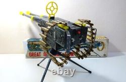 Masudaya Battery Operated Tin Toy Great Machine Gun Tested Working Japan Vintage