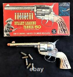 Mattel Bullet- Loading-Fanner 50 Cap Gun, (6) Metal Bullets & Original Box