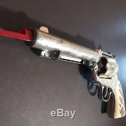 Mattel Cap Gun pistol THE BIG ONE shootin shell 45 need repair rotation cylinder