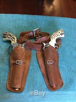 Mattel Shootin Shell 45 Toy Cap Guns With Leather Holster THE BIG ONES