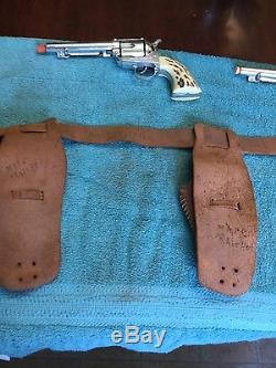 Mattel Shootin Shell 45 Toy Cap Guns With Leather Holster THE BIG ONES