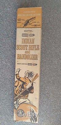 Mattel Shootin Shell Indian Scout Rifle Cap Gun and Bandolier Vintage with Box