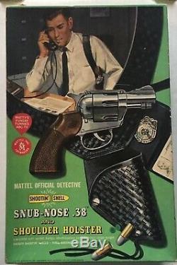 Mattel Snub Nose 38 Detective Cap Gun, 6 Shootin Shell Bullets, Wallet, Badge +