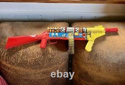 Mega Rare Vintage MARX Tin Litho 1951 G-MAN Model Sub-Machine Tommy Gun Working