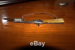 Miniature Cap Gun Rifle Mop Stock With Mother Of Handled Bayonet Fob Charm