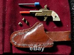 Miniature Gold Mother Of Pearl Japan Berloque Gun Pistol Pinfire 2mm And Holster