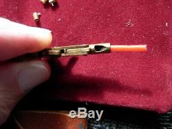 Miniature Gold Mother Of Pearl Japan Berloque Gun Pistol Pinfire 2mm And Holster
