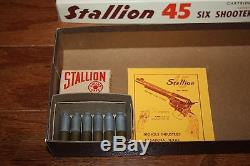 Nichols Stallion 45 Notched Cylinder Cap Gun With Toy Bullets And Box