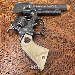 Nice Vintage Hubley Texan Jr. Toy Cap Gun 8 1/2 Dark Alloy Blue/Gray