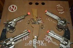 Nichols Cap Gun Dealer Display Board! Rare! Vintage 1958 with 8 Guns & Bullets