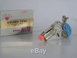 Nichols G-70 Gold Toned DynaMite Toy Cap Gun with Presentation Box, Rare 1960