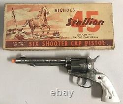 Nichols Stallion 45 Toy Cap Gun Pasadena with Bullets and 2 Piece Original Box