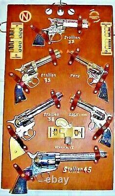 Nos. Nichols Stallion Cap Gun, Toy Store Display Board, With 7 Unfired Guns Rare