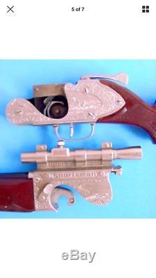 Old Hubley Sportsman Rifle Cap Gun Western Toy W Scope Embossed Design Excellent