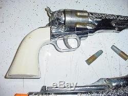 PAIR Of 50-60's Hubley Colt 45 13.5 LONG Vintage Western Cap Gun Collector