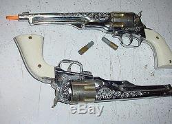 PAIR Of 50-60's Hubley Colt 45 13.5 LONG Vintage Western Cap Gun Collector