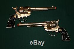 Pair 1950s GOLD Hubley Cowboy Cap Guns