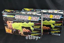 Pair 2 NOS Hasbro Electronic Survivor Shot Laser Tag Guns Vintage Toy New Sealed