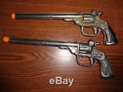 Pair Rare Kenton Two Time Cast Iron Cap/Rubber Band Guns 1930