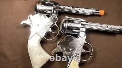 Pair / Set Vintage Kilgore Mustang 1950s 60s Die Cast Cap Guns 9 Never Fired