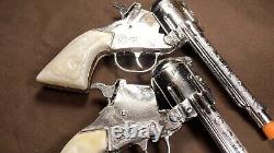 Pair / Set Vintage Kilgore Mustang 1950s 60s Die Cast Cap Guns 9 Never Fired