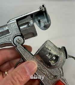 Pair of Halco Colt 45 Cap Gun Pistols Nice Originals Working Hubley Made