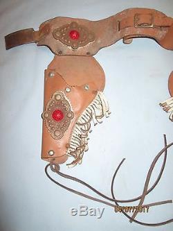 Pair of Kilgore Roy Rogers Toy Cap Gun's withLeather Double Holster. Working