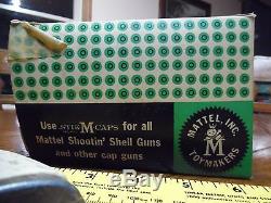 RARE 1958 STORE DEALER DISPLAY BOX SIGN Mattel Greenie Caps 20 Boxes Holster gun