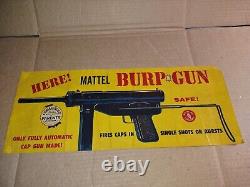 RARE 1960's Mattel Burp Gun Store Advertising Sign Poster