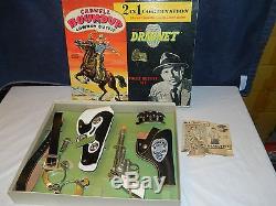 RARE 2IN1 COMBO SET 1950 HUBLEY DRAGNET Cap Gun with CARNELL ROUNDUP OUTFIT SUPER