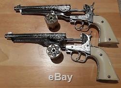 RARE 2 HUBLEY COLT 45 Vintage Cap Gun Revolver Six Shooter Cap Gun