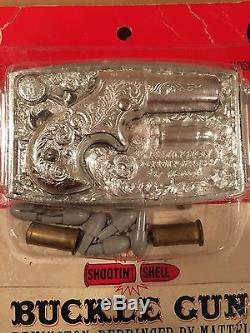 RARE MATTEL SHOOTIN SHELL BUCKLE GUN IN BLISTER PACK WithSEPARATE BELT