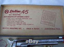 RARE Nichols Ranch STALLION 45 MARK II Six Shooter TOY CAP GUN with Box & Access
