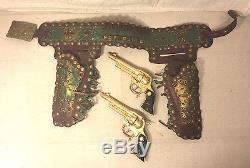Rare Roy Rogers Gold Holster With Texan Jr. Toy Cap Guns