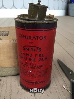 RARE Smith's Rapid Fire Toy Carbide Machine Gun Model 32 1930's Cast Iron