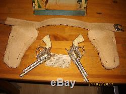 Rare Vintage Roy Rogers Double R Ranch Dual Cap Gun And Holster Set With Box