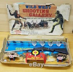 RARE Vintage Marx Toys Wild West Shooting Gallery Cork Gun Game Tin Metal