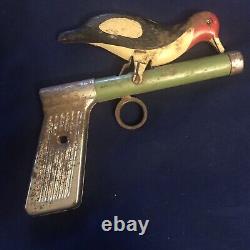 RARE Vintage Tin Litho Whoopee Bird Toy Gun