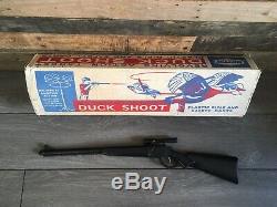 Rare 60's Vintage Boxed Duck Shoot Revolving Action Target Plastic Toy Gun Rifle