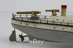 Rare Antique 18 George Carette Gun Boat Tin Clockwork 18 Toy Ship Working