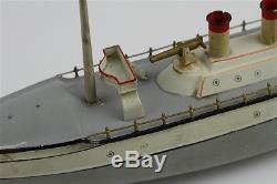 Rare Antique 18 George Carette Gun Boat Tin Clockwork 18 Toy Ship Working