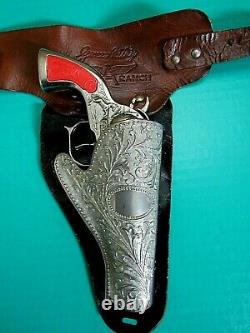 Rare Gene Autry Double Leather Holster & Buzz Henry Toy Cap Guns Set Ex. Cond
