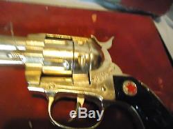 Rare Gold Plated Hubley Cowboy Classic Die-cast Revolving Cylinder Toy Cap Gun