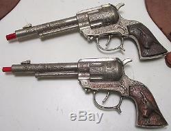 Rare Leslie Henry Maverick Marshal Dual Cap Guns & Holster