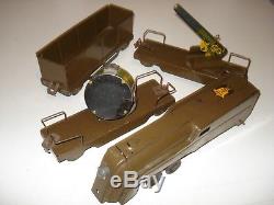 Rare Marx prewar ARMY Floor TRAIN with Working A-A Gun Orig 4 pc 1940 wyandotte