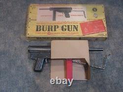 Rare Mattel Burp Gun Fully Automatic Cap Gun with Box Folding Stock Metal 1960's