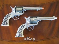 Rare Mattel Shootin' Shell. 45 Vigilante Double Holster Cap Gun Set Very Nice